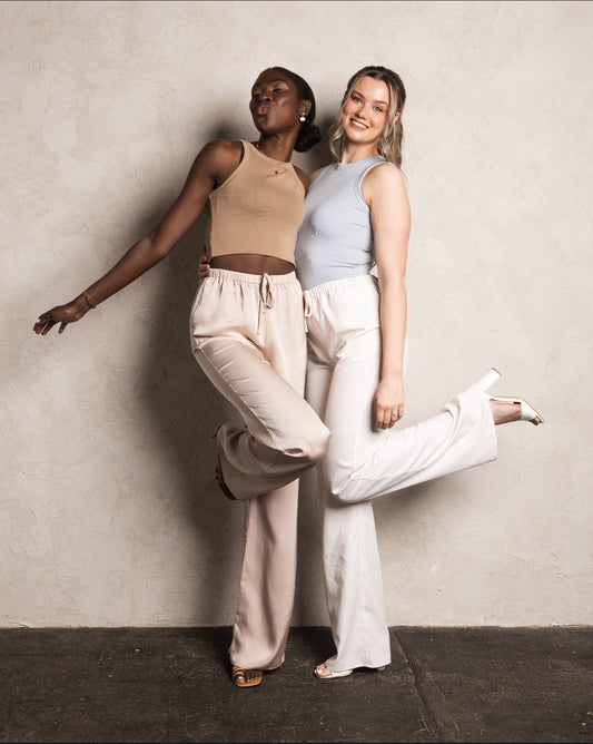 Why Satin Trousers Are Perfect for Tall Women