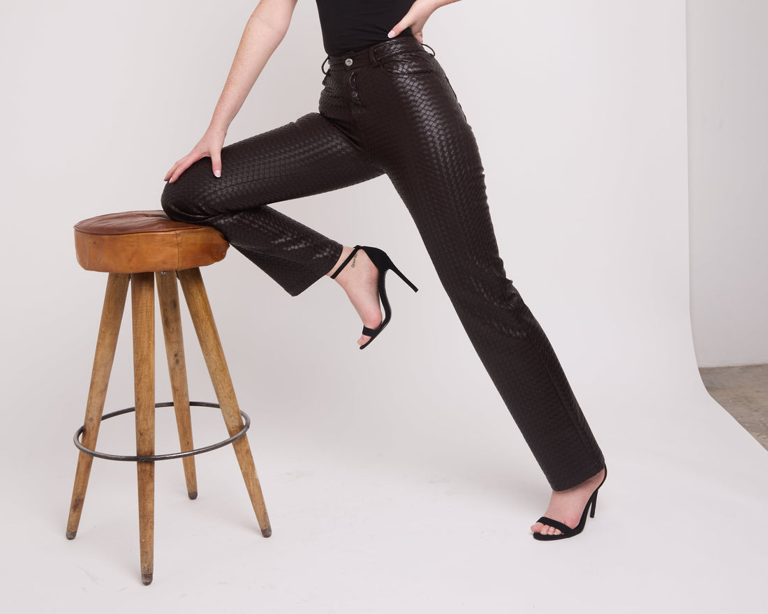 Why High-Waisted Leather Woven Trousers are Perfect for Tall Women