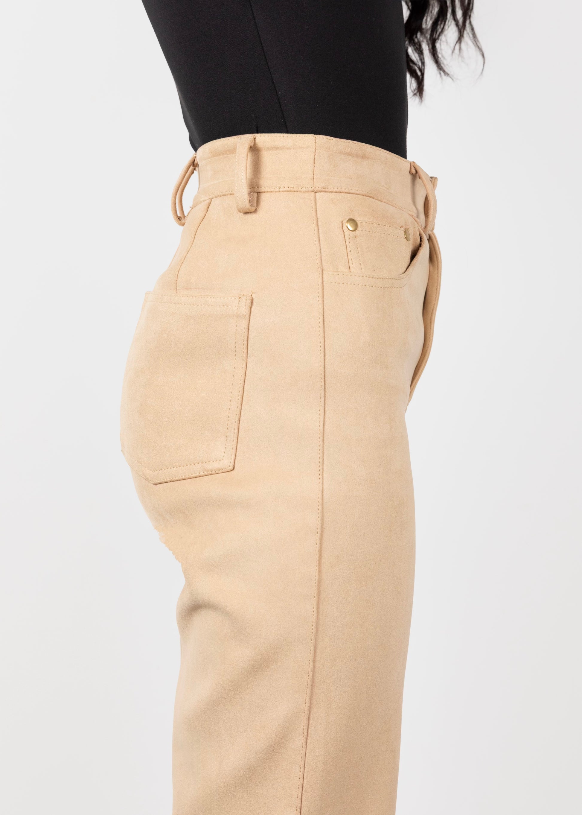 Tall Beige Trousers- Detailed