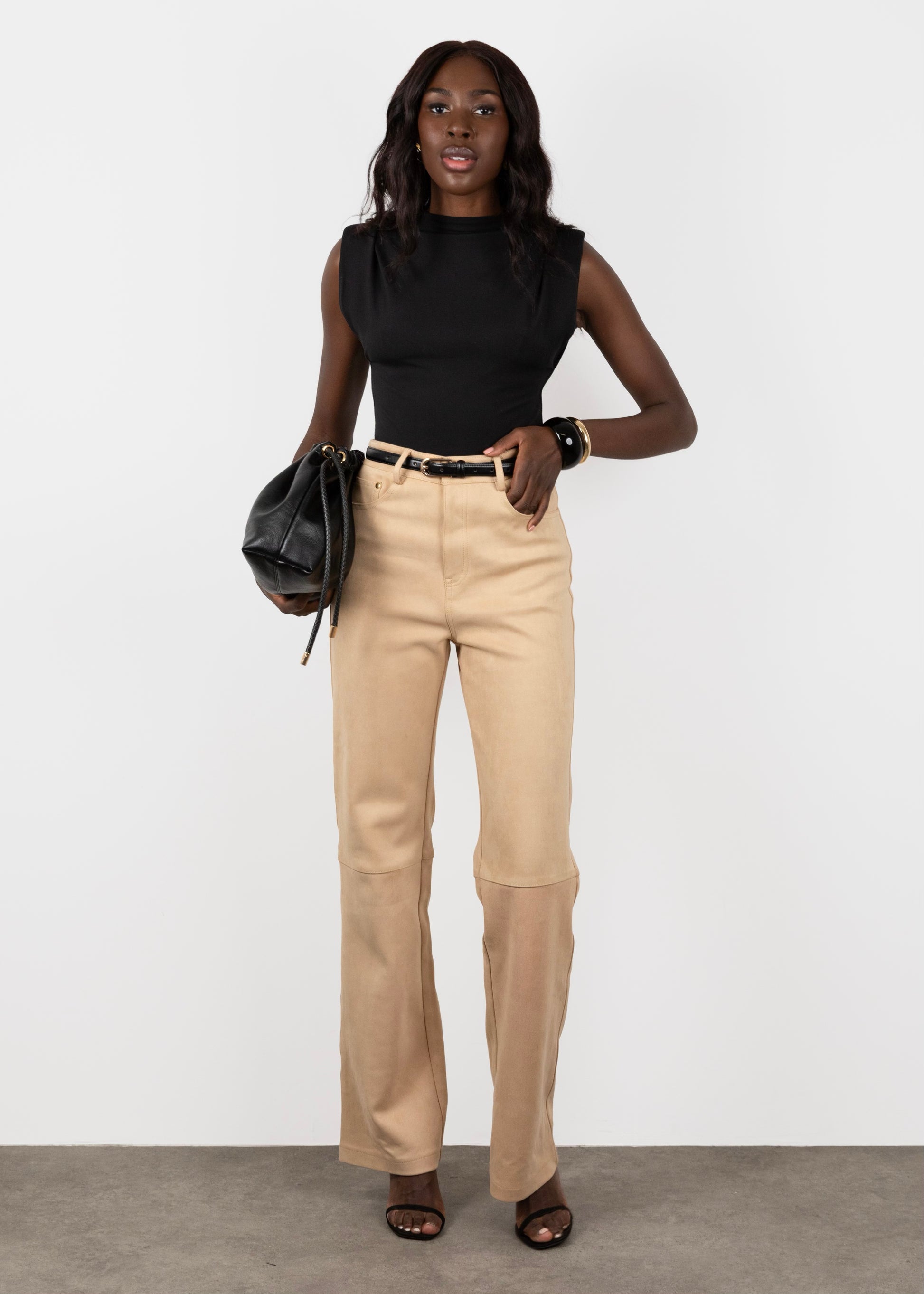 Tall Beige Trousers- Full Body