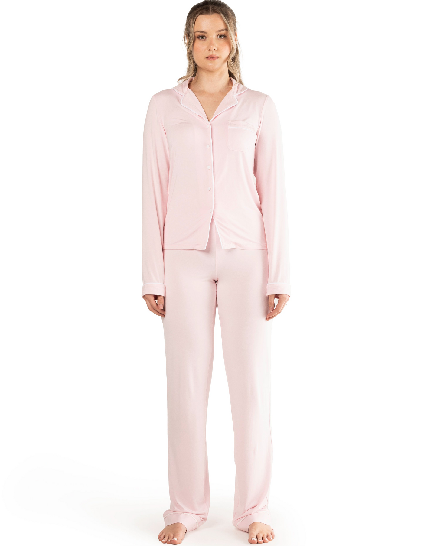Tall High Waisted Pyjama Bottoms- Baby Pink