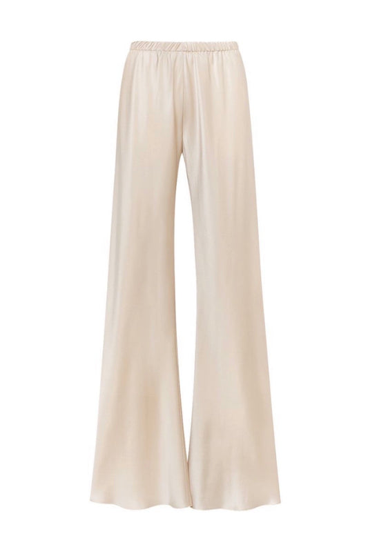 Tall Champagne Flared Satin Trousers | Elegant Luxury Fit in 34", 36" & 38" Inseams