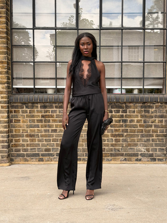 The Black Satin Outfit Every Tall Woman Needs in Her Wardrobe