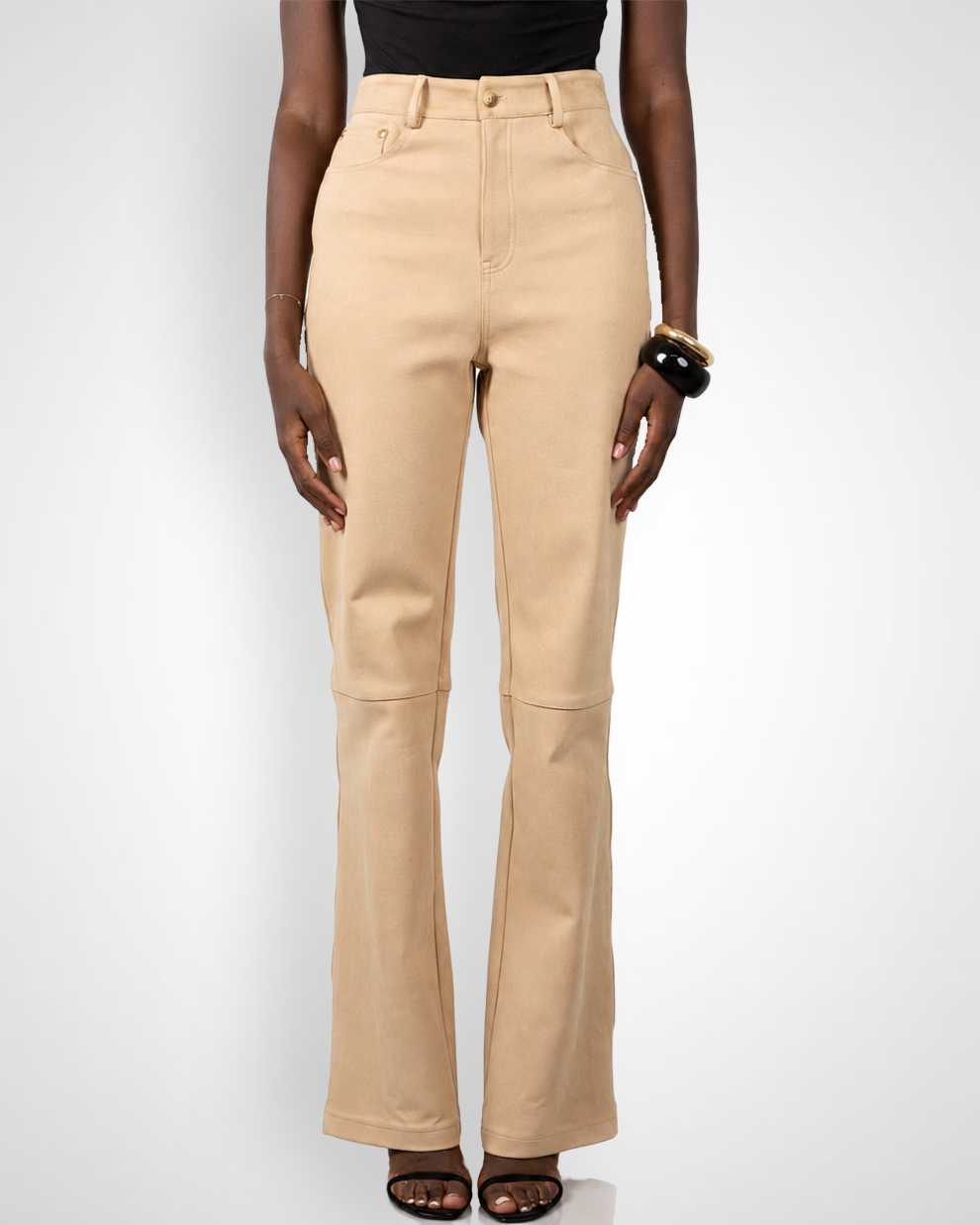 Tall Suede Trousers- Beige (Made To Order)
