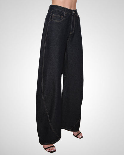 Tall Wide-Leg Barrel Dark Wash Jeans