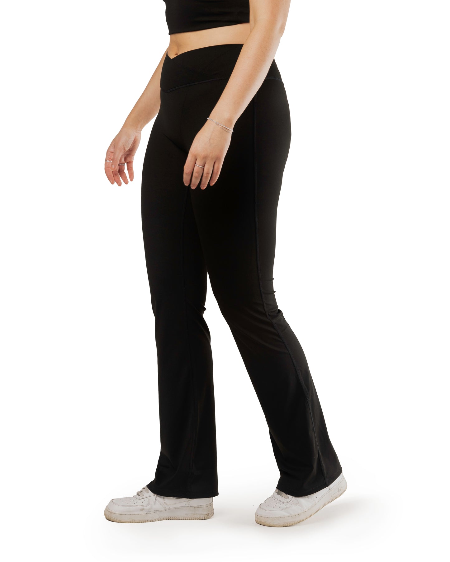 Tall High Waisted Flared Leggings- Black