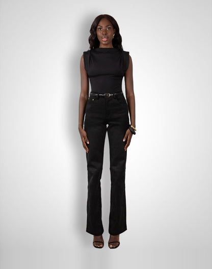 Tall Suede Trousers- Black (Made To Order)