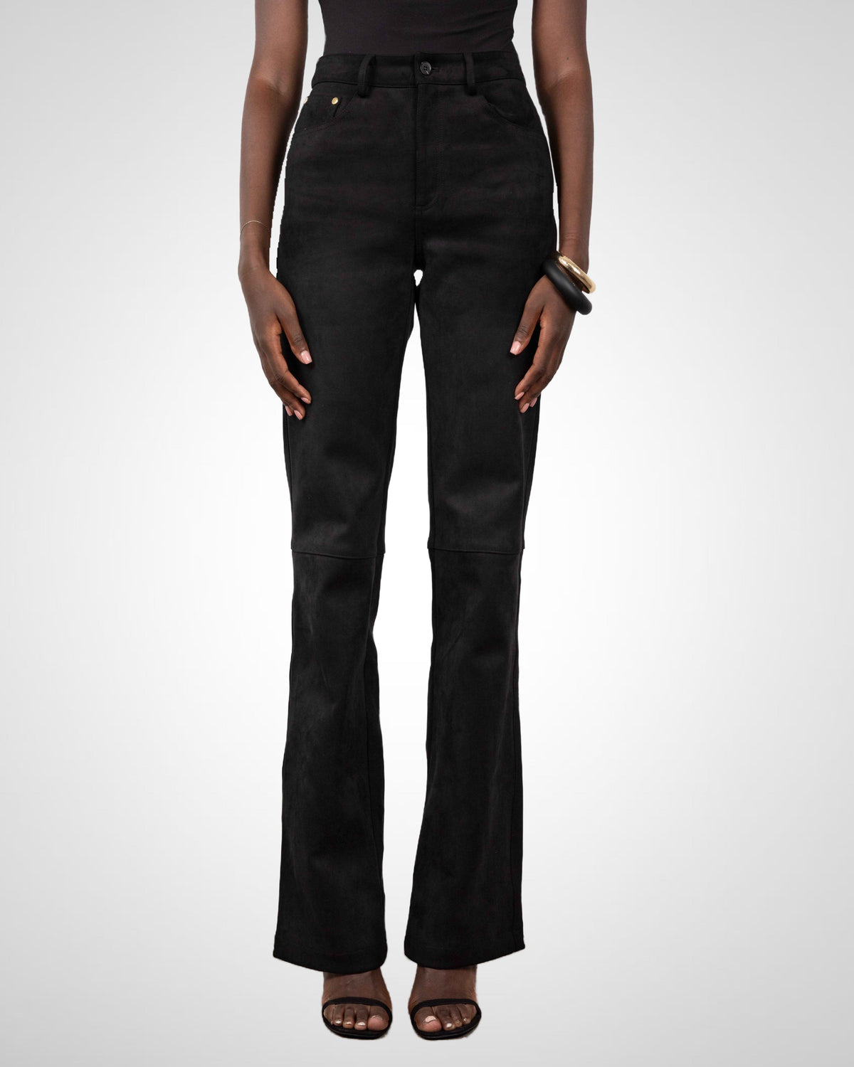 Tall Suede Trousers- Black (Made To Order)