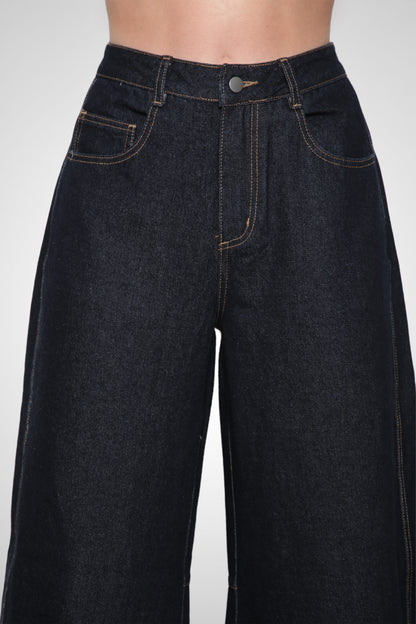 Tall Wide-Leg Barrel Dark Wash Jeans