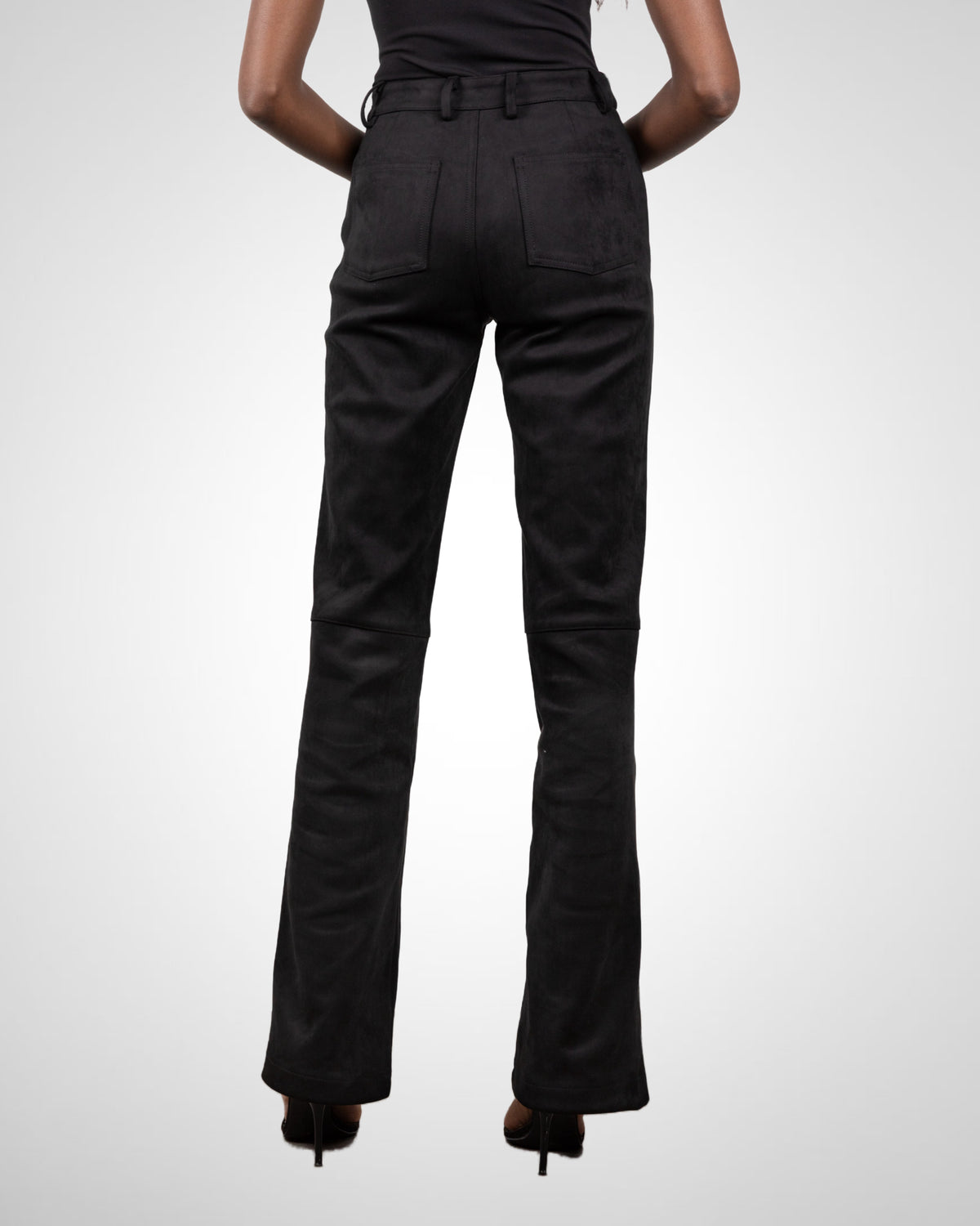 Tall Suede Trousers- Black (Made To Order)