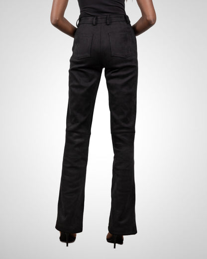 Tall Suede Trousers- Black (Made To Order)