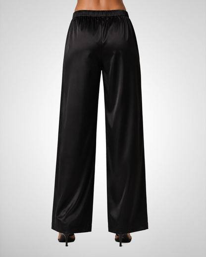 Tall Low Rise Satin Trousers- Black
