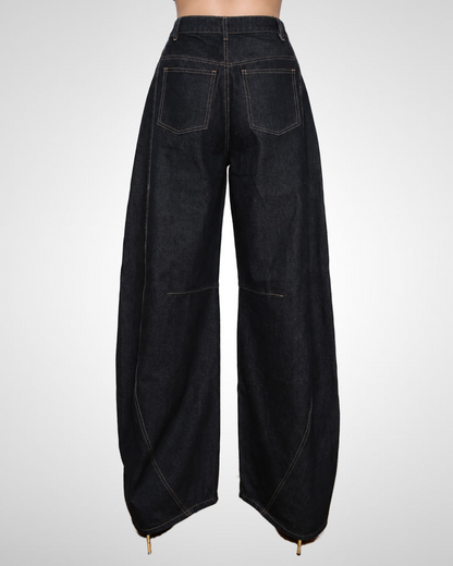 Tall Wide-Leg Barrel Dark Wash Jeans
