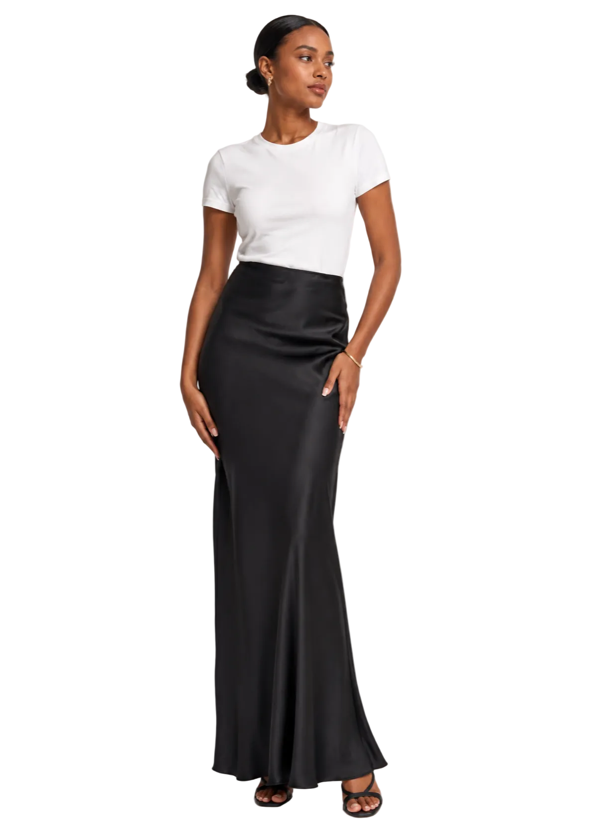 Tall Satin Maxi Skirt- Black
