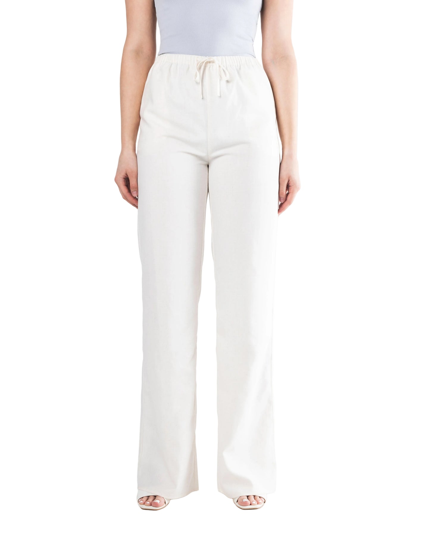 Tall womenswear off white linen trousers 