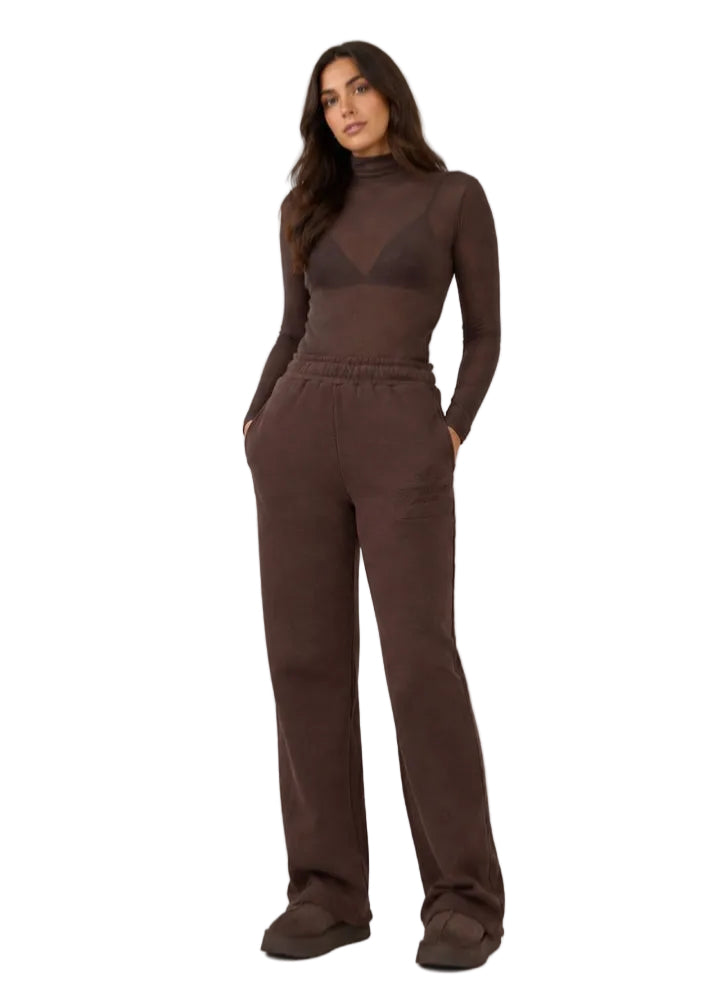 Tall wide Leg Tracksuit Jogging Bottoms- Mocha Brown