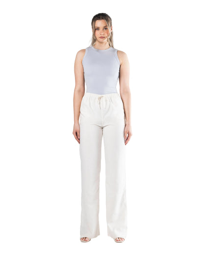 Tall womenswear off white linen trousers 