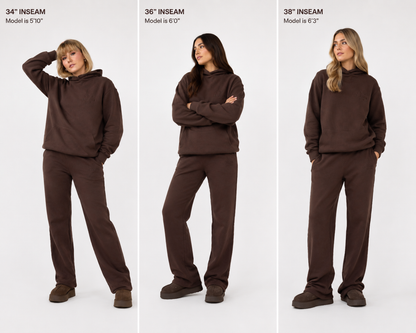 Tall wide Leg Tracksuit Jogging Bottoms- Mocha Brown