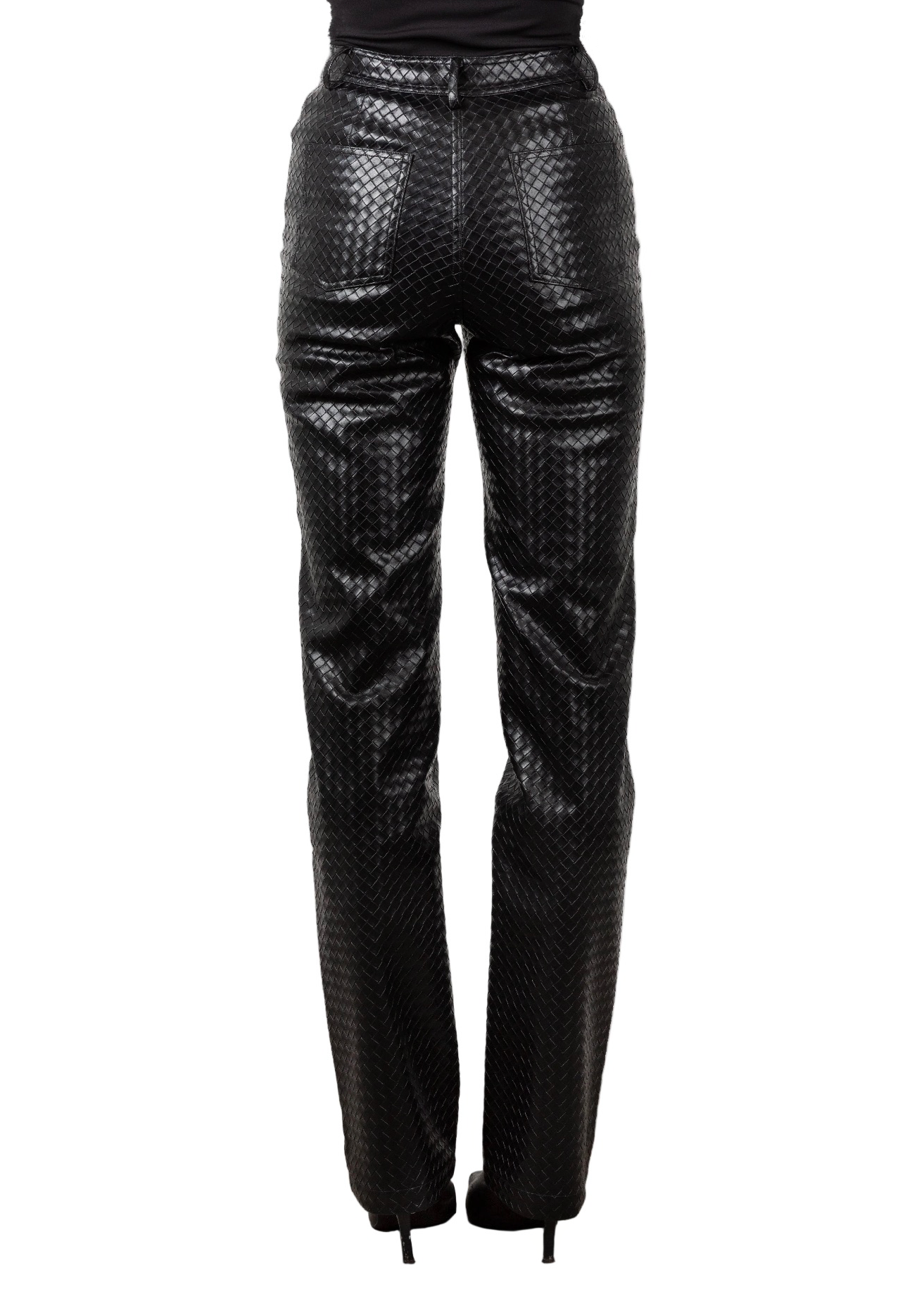 Tall Woven Leather trousers- Black