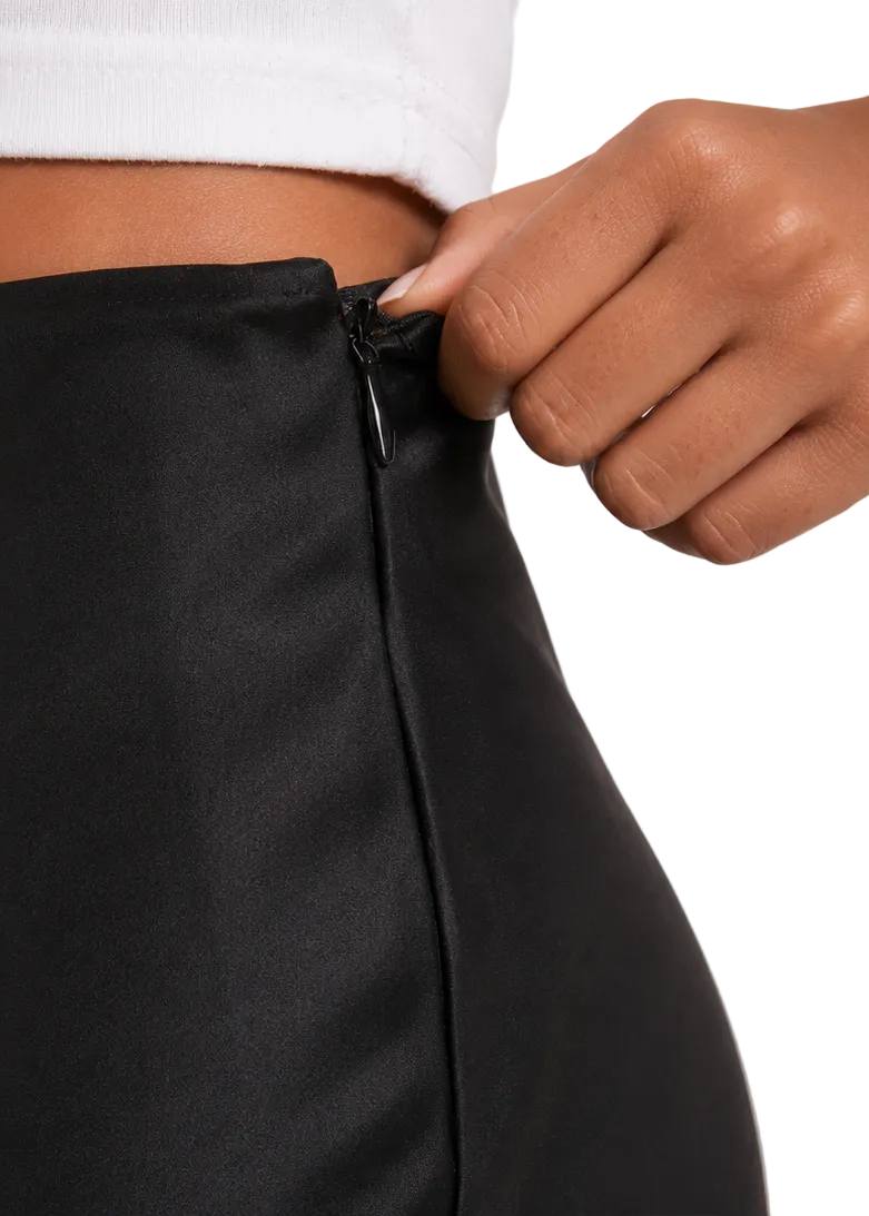 Tall Satin Maxi Skirt- Black