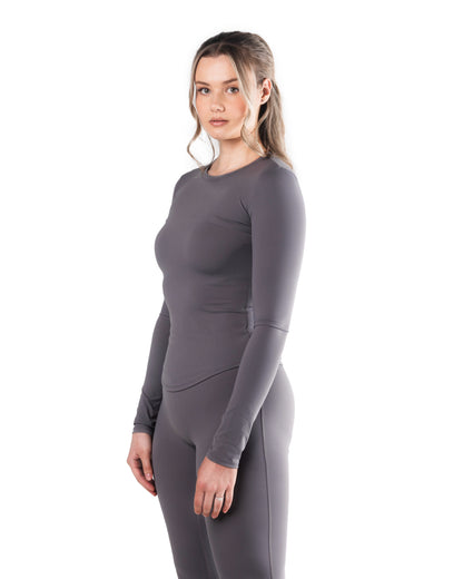 Tall Long Sleeve Active Top - Coral Grey