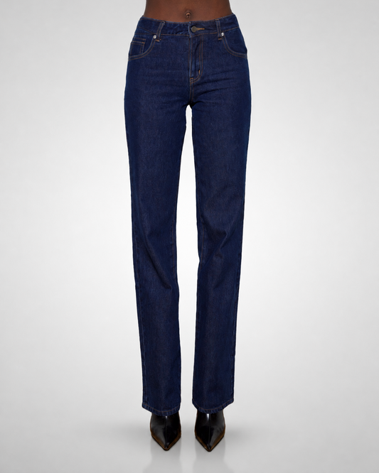 Tall Basic Mid Rise, Straight Leg Jeans- Indigo ￼