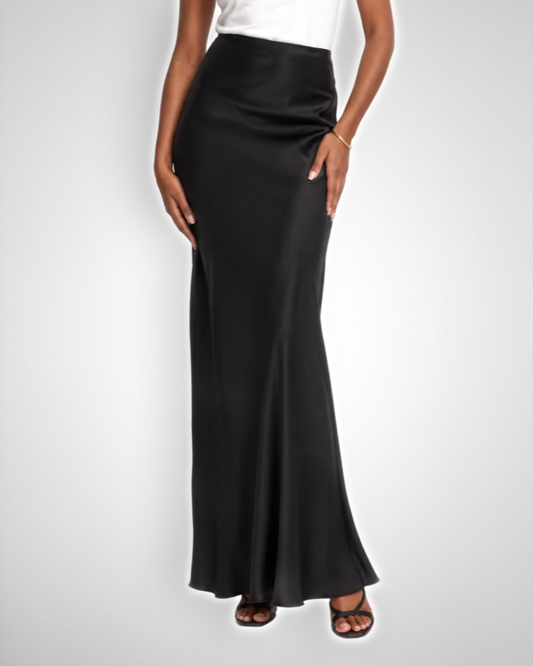 Tall Satin Maxi Skirt- Black