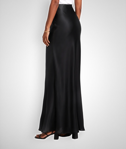 Tall Satin Maxi Skirt- Black