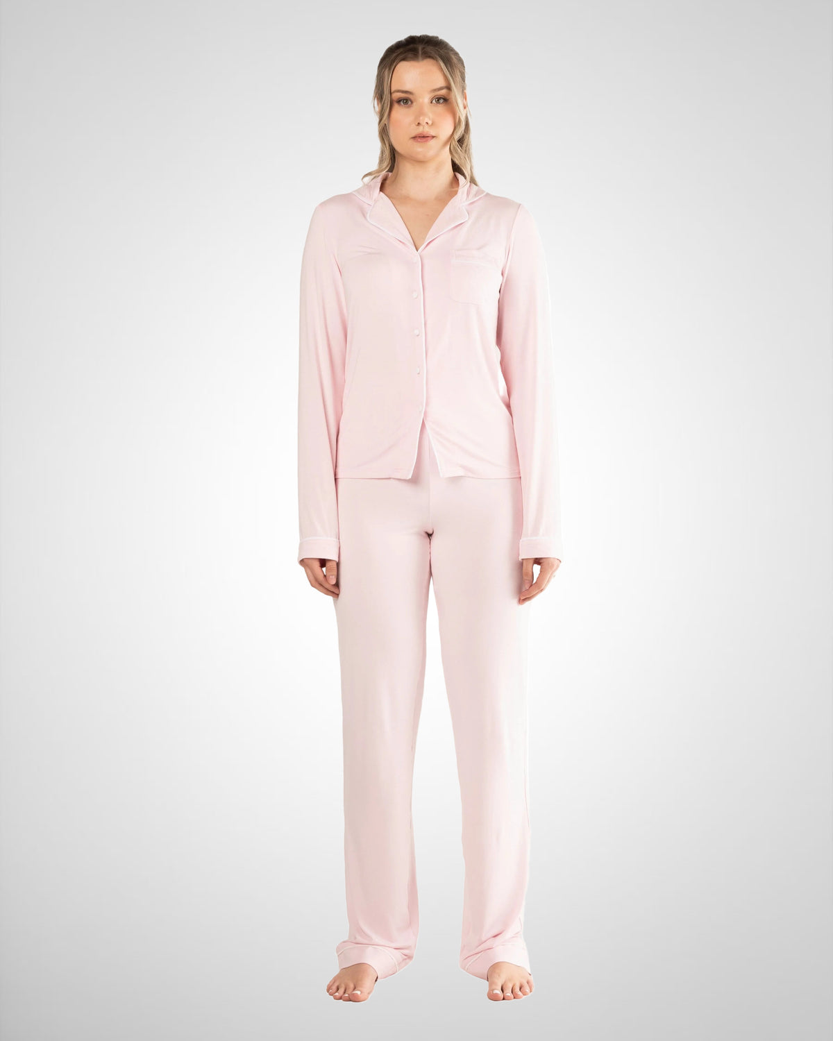 Tall High Waisted Pyjama Bottoms- Baby Pink