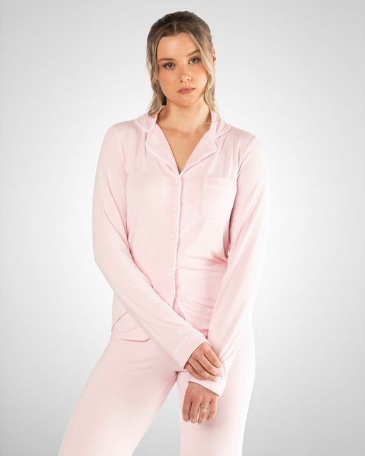 Tall Long Sleeve Pyjama Top- Baby Pink
