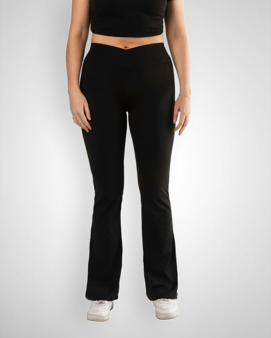 Tall High Waisted Flared Leggings- Black