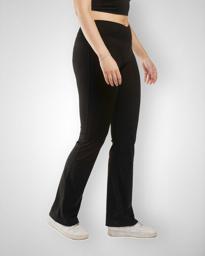 Tall High Waisted Flared Leggings- Black