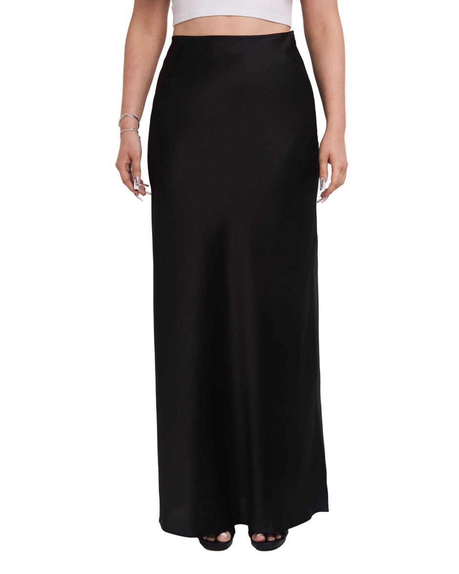 Satin High Leg Maxi Skirt